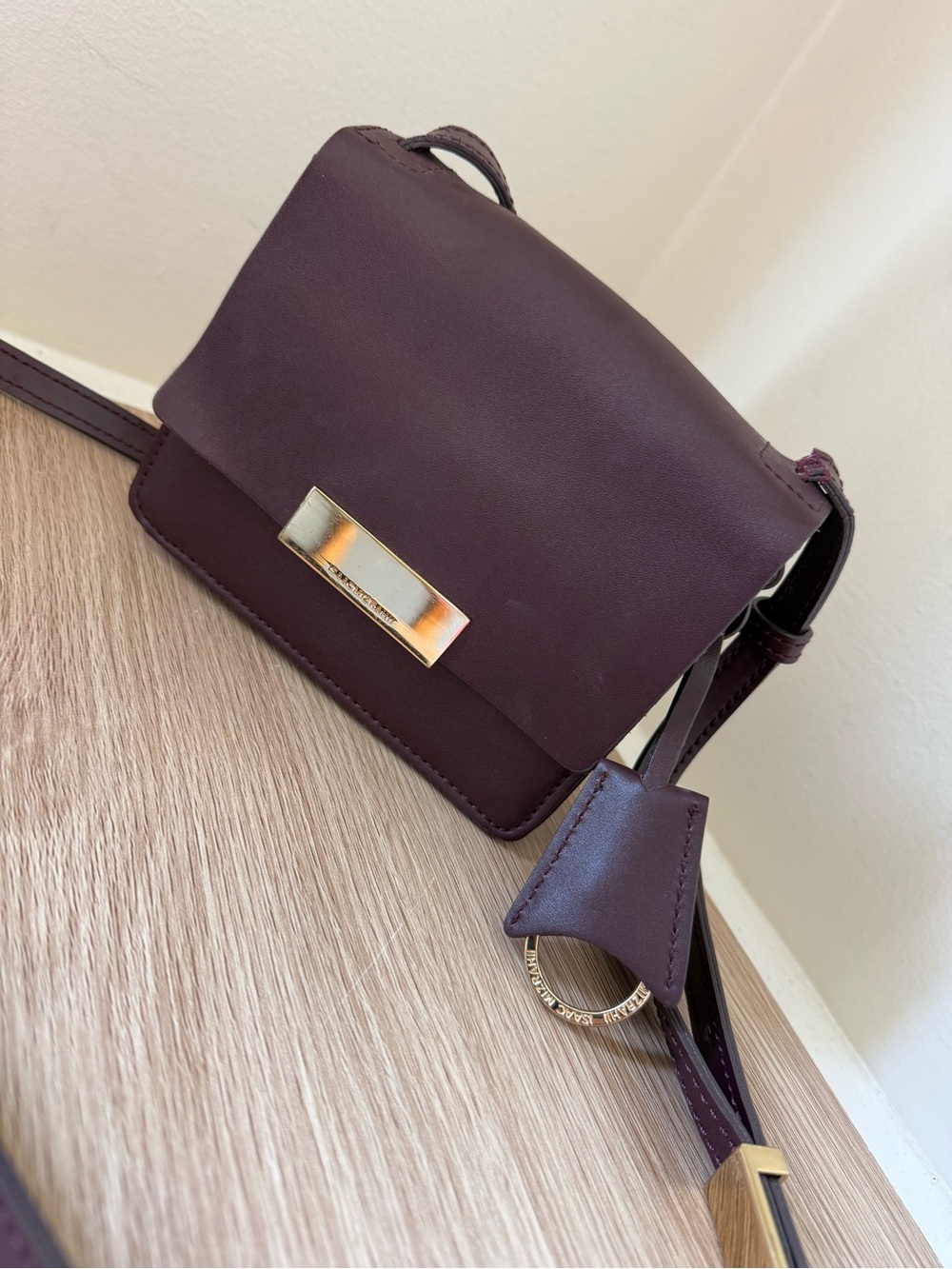 Isaac Mizrahi Bordeaux Crossbody with Gold-Tone Accent